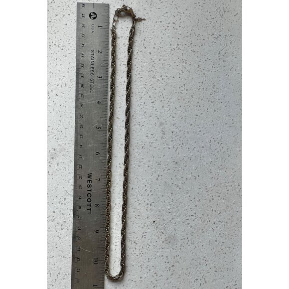 Crown Trifari Gold-Tone Rope Chain Necklace 22” Secure Clasp & Charm VTG  MCM - Picture 6 of 8